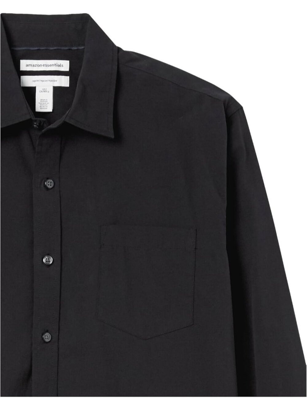 Men's Black 100% Cotton Imported Long-Sleeve Casual Poplin Shirt - Picture 6 of 6